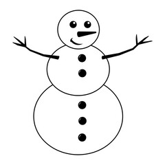 Simple illustration of funny snowman Concept for Christmas holiday