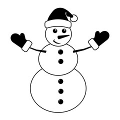 Simple illustration of funny snowman Concept for Christmas holiday