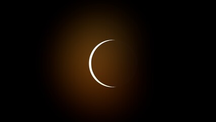 solar eclipse a small crescent moon covers the sun 3d-rendering