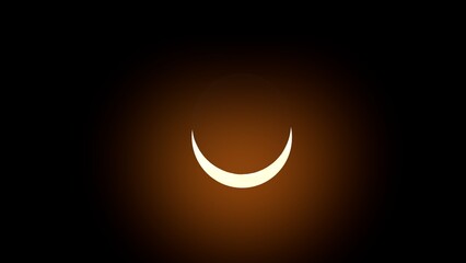 solar eclipse a small crescent moon covers the sun 3d-rendering