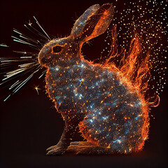 2023 year of the hare - chinese calendar star sign  firework - generative AI