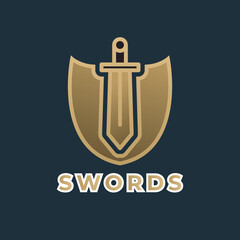 Vintage King sword logo design 