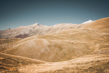 Beautiful landscape of Gran Sasso National Park in Campo Imperatore, Abruzzo, Italy