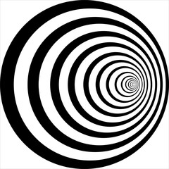 Vector, Image of Logarithmic Spiral, black and white color, with transparent background
