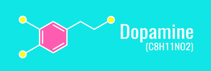 Dopamine molecule structure, chemical formula