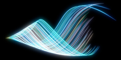 Beautiful abstract lines on a black background. Modern technological background. Futuristic design. 3d rendering image.