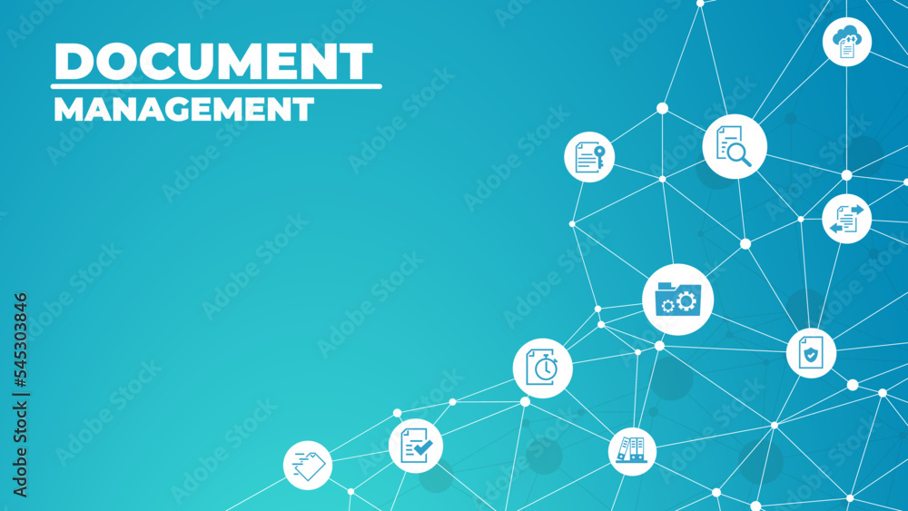 Wall mural document management vector illustration. blue concept with no people related to digital file storage
