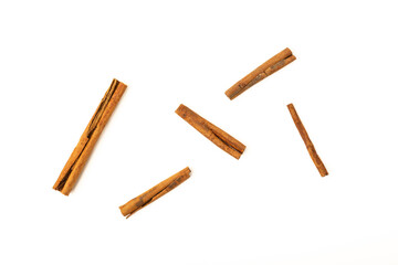 Cinnamon sticks isolated on white. 