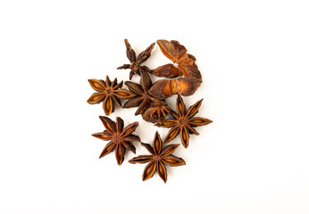 Star anise isolated on white background.