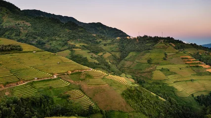Foto op Canvas Rice fields on terraced prepare the harvest at Northwest Vietnam. © VietDung