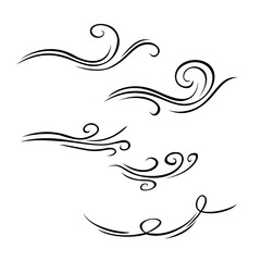 set of wind blow icon design illustration. air flow sign and symbol.