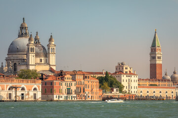 Fototapeta na wymiar Grand canal, Basilica and Campanile from San Giorgio Maggiore island, Venice
