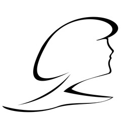 face profile of woman stylized line drawing