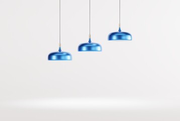 Lamps on a light background. Home furnishing concept, minimalist style. Nice hanging lamps. 3D render, 3D illustration.