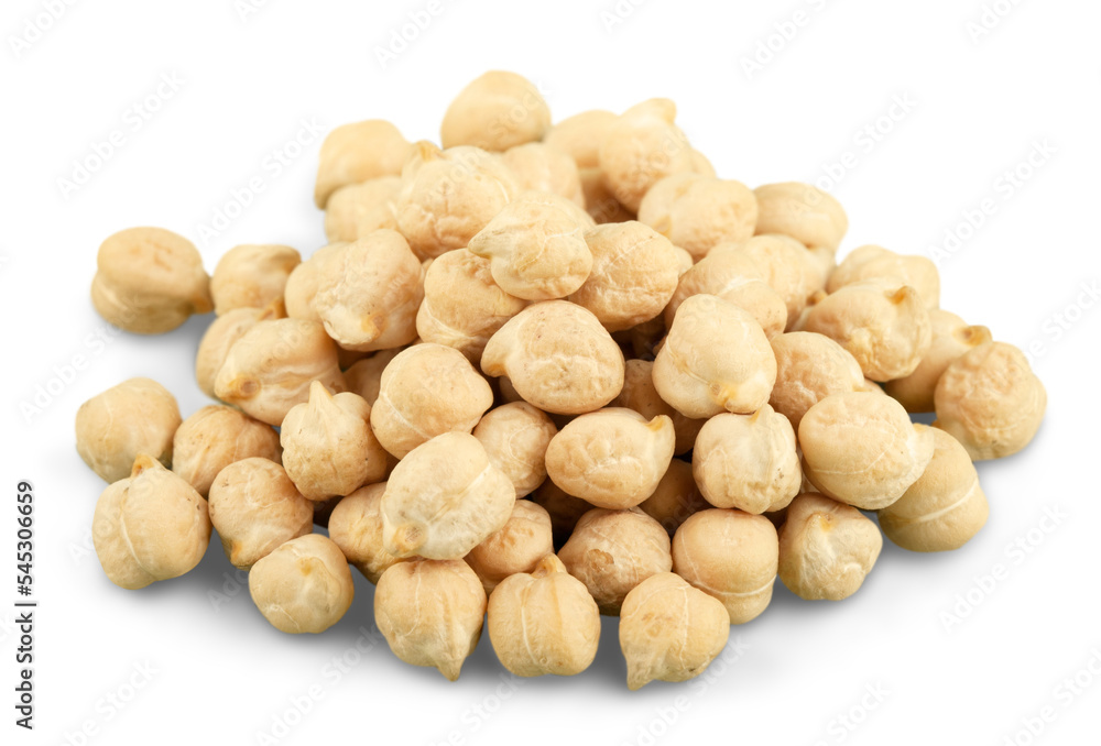 Wall mural Dry hazelnuts isolated on white background.