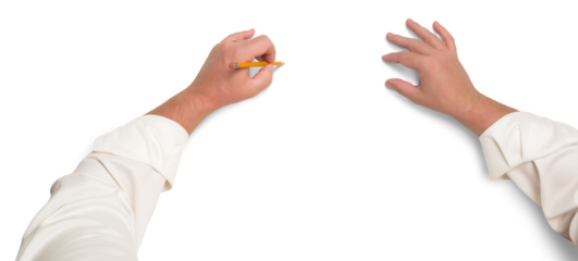 Transparent PNG of Male Hands Drawing with Pencil.