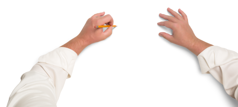 Transparent PNG of Male Hands Drawing with Pencil. - Powered by Adobe