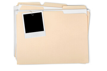 File Folder with Documents and Blank Polaroid
