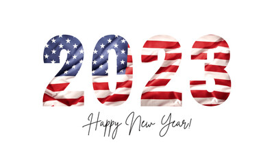 new year 2023 usa flag illustration