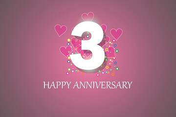 3th anniversary on blue background