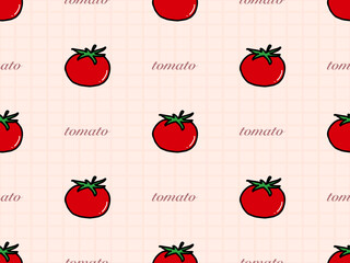 Tomato cartoon character seamless pattern on orange background