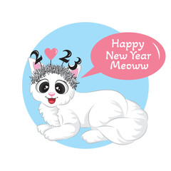 Happy new year 2023 cat illustration