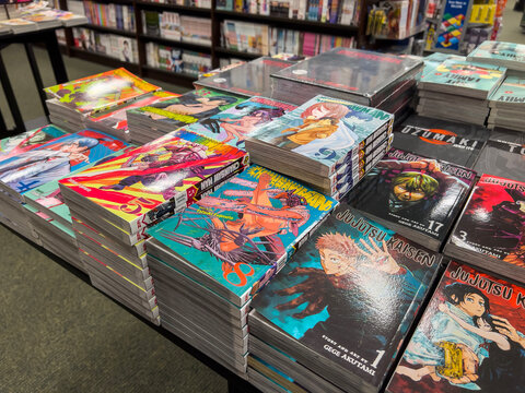 Woodinville, WA USA - circa November 2022: View of Jujutsu Kaisen manga for sale inside a Barnes and Noble store.