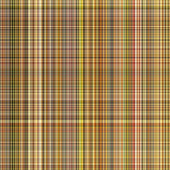 Woodland brown tartan seamless pattern textile. Tonal autumnal forest plaid with organic texture. Background of orange stripe for rough wallpaper. 