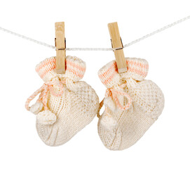 Little baby shoe. Baby dress clothing