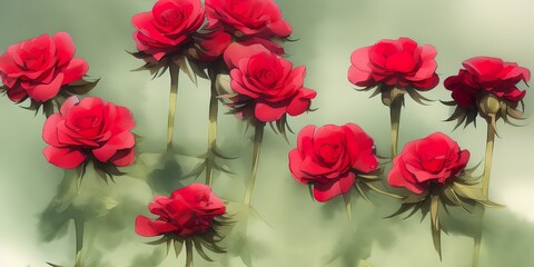 Rosas rojas en acuarela