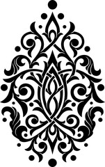 Stylized Victorian Gothic ornament. Tattoo, ornamental design element, for mehndi