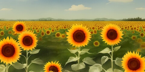 Obraz premium Girasoles en acuarela