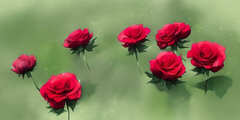 Fototapeta na wymiar Rosas rojas en acuarela