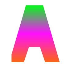 Upper case example characters in gradient neon color