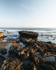 rocky coast at sunset in Indonesia 