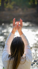 woman doing different mudras alternative medicine, mental health