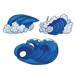 Color Graphic Hand Drawn Sea Waves