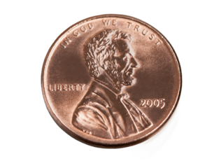 One penny currency money coin