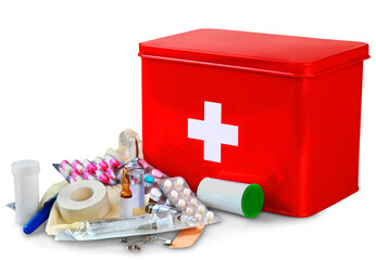 First aid kit with medical supplies