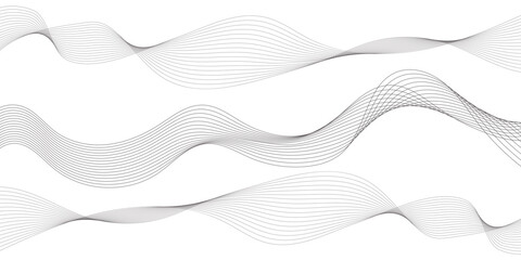Abstract wavy gray blend liens design on white background. Digital frequency track equalizer. Vector illustration, Wavy stylized it make using blend tool.