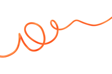 shape or force orange wire cable of usb and adapter into a curve or angle isolated on white background.Electronic Connector.Selection focus.