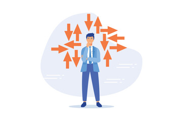 Decision making, decide the right way or choosing options, best alternative or solution to success, business direction or thinking concept, flat vector modern illustration - obrazy, fototapety, plakaty