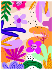 Botanical flowers and leaves hand drawn vector illustration.