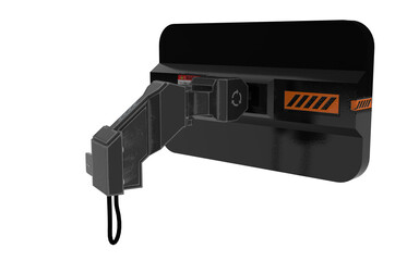 sci-fi screen monitor  in green chroma on white background