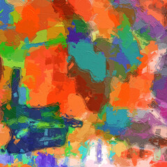 Fototapeta premium Abstract geometric oil painting colorful texture