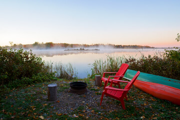 Lakeside seating at Williamstown lake Lakeville NB Canada