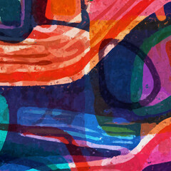 Fototapeta premium Abstract geometric oil painting colorful texture
