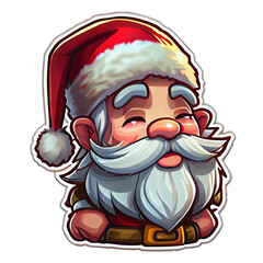 Santa Claus Sticker Christmas Winter Illustration on Transparent Background