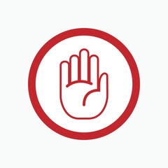 Fototapeta premium Hand Stop Icon. Prohibited Symbol for Entry - Vector. 
