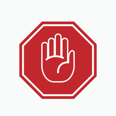 Hand Stop Icon. Prohibited Symbol for Entry  - Vector.   
